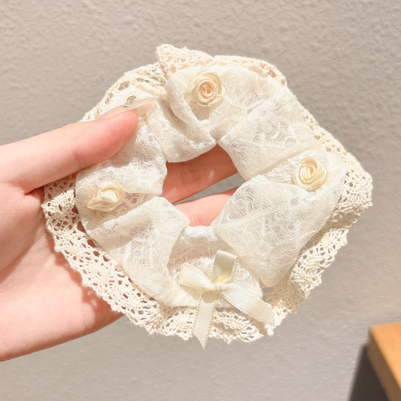 Coreano de encaje a cuadrícula anillo de cabello de intestino para mujeres 2026 nuevo estilo de cabello in-viento de gran tamaño bolas de cabello flor de tocado