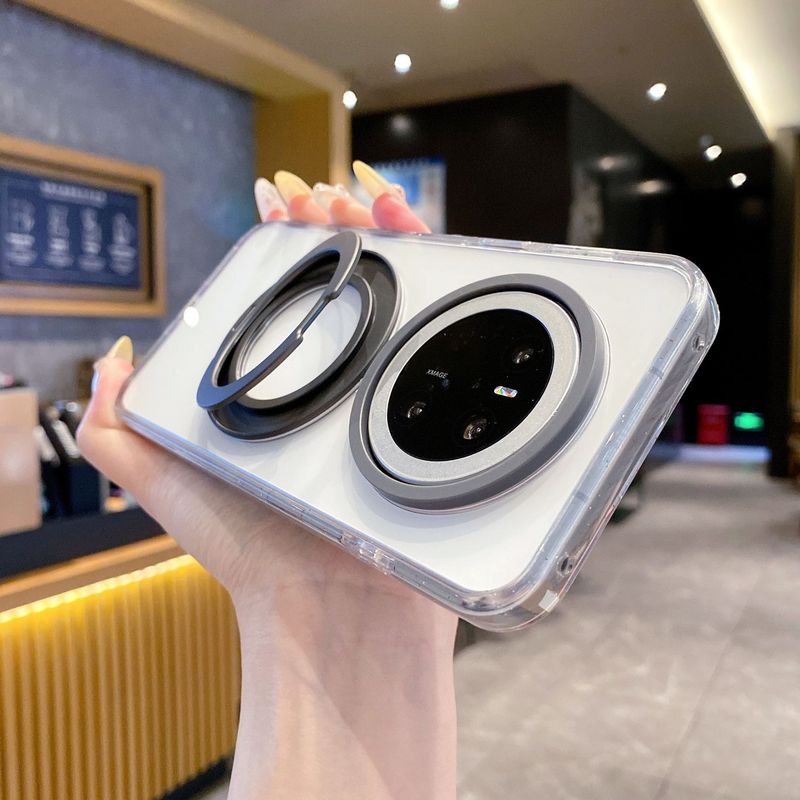 Huawei mate70pro+ 携帯電話ケース磁気回転スタンド Pura70 透明シリコングリッター支点ケースに適しています。|undefined