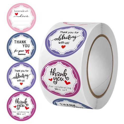 Cross-border coated paper flower thank you sticker envelope gift box wedding decoration label handmade holiday production sealing sticker