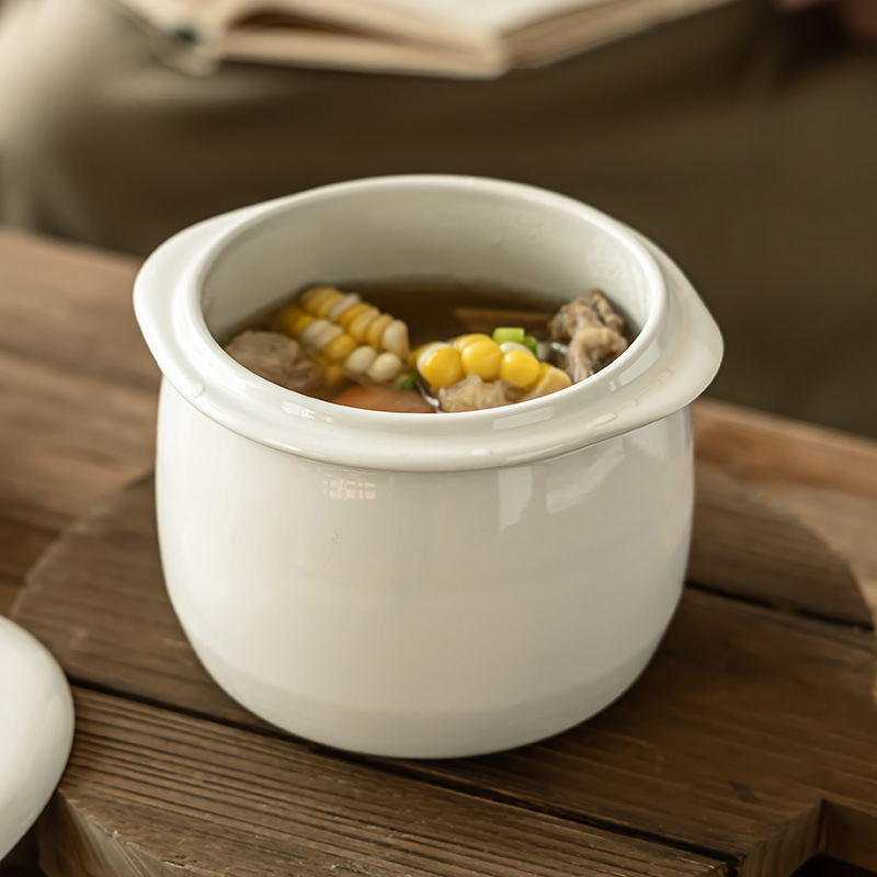 Pot de cerámica a prueba de agua estofado casero con cubierta pequeña olla de azulejo al por mayor vajilla sopa de huevo estofado especial estofado