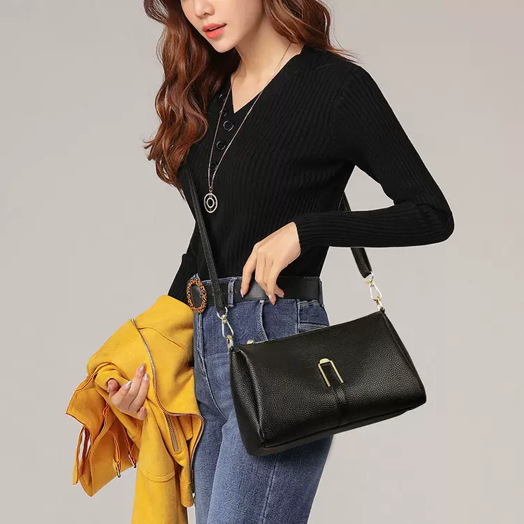 真皮女包斜挎包时尚简约单肩包简约百搭斜挎包妈妈包