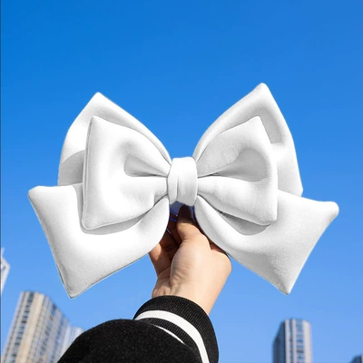 Helmet Decoration Bow Tie, Waterproof: Motosiklet dəbilqələri - basic-double-layer-bow-white