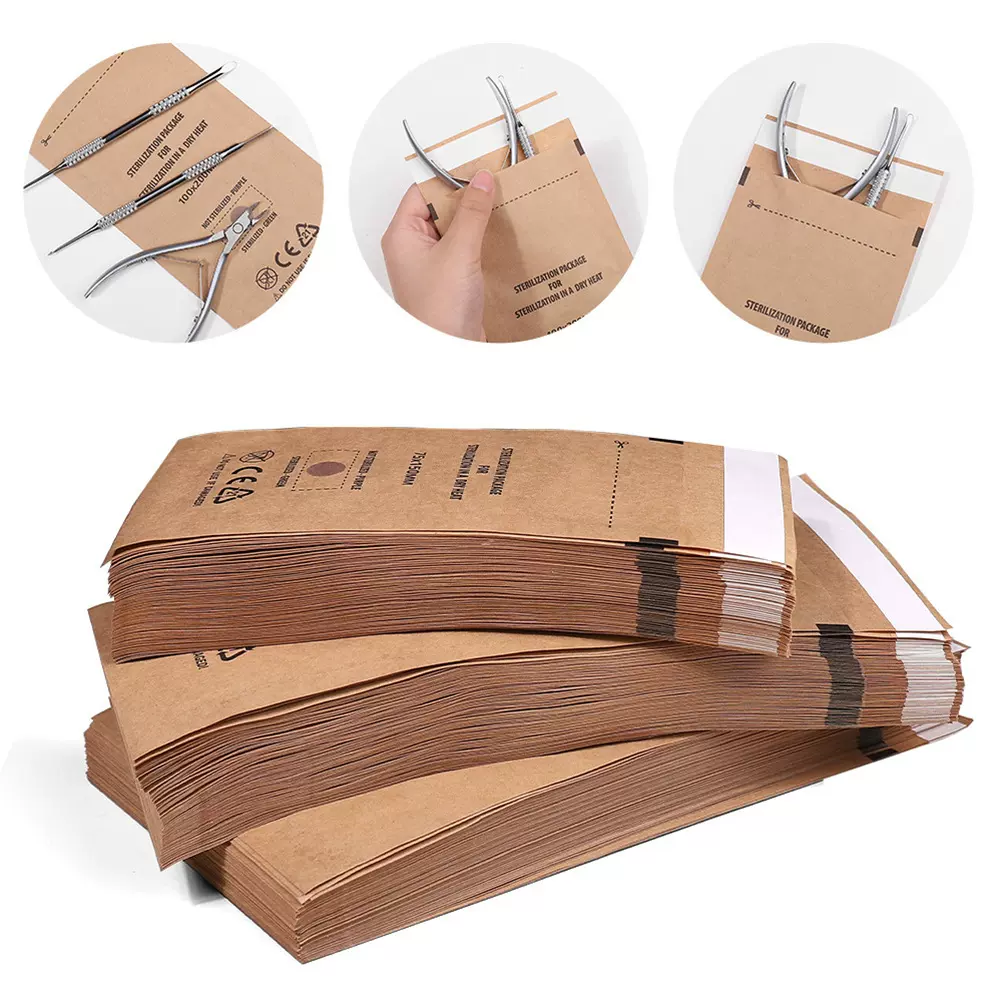 一次性牛皮自封袋消毒袋高温干热美甲消毒袋高温牛皮纸自封消毒袋