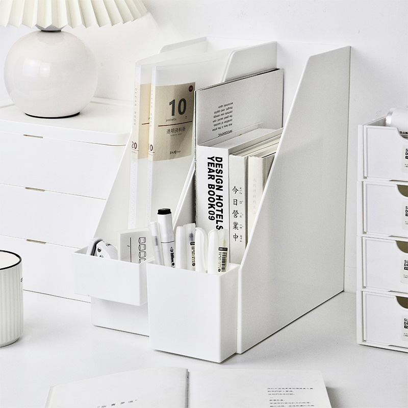 Book Stand Desktop Vertical File Rack Japanese Style Unprinted Style Student File Frame Student Dormitory Finishing Storage Box Bookshelf