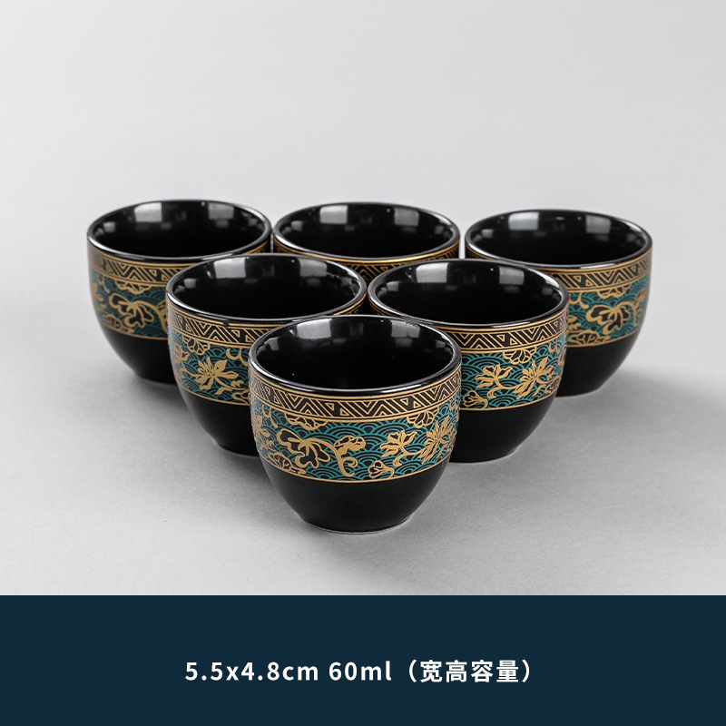 녹색 연꽃 찻잔 6개