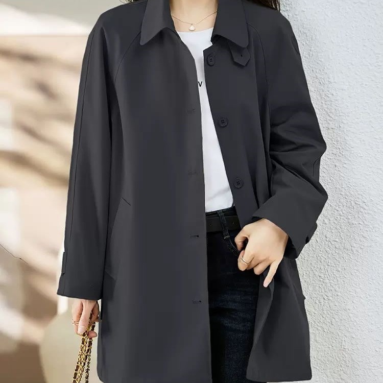 休闲风衣外套女中长款2025春秋新款时尚个性气质大衣潮雪尼尔氨纶|undefined
