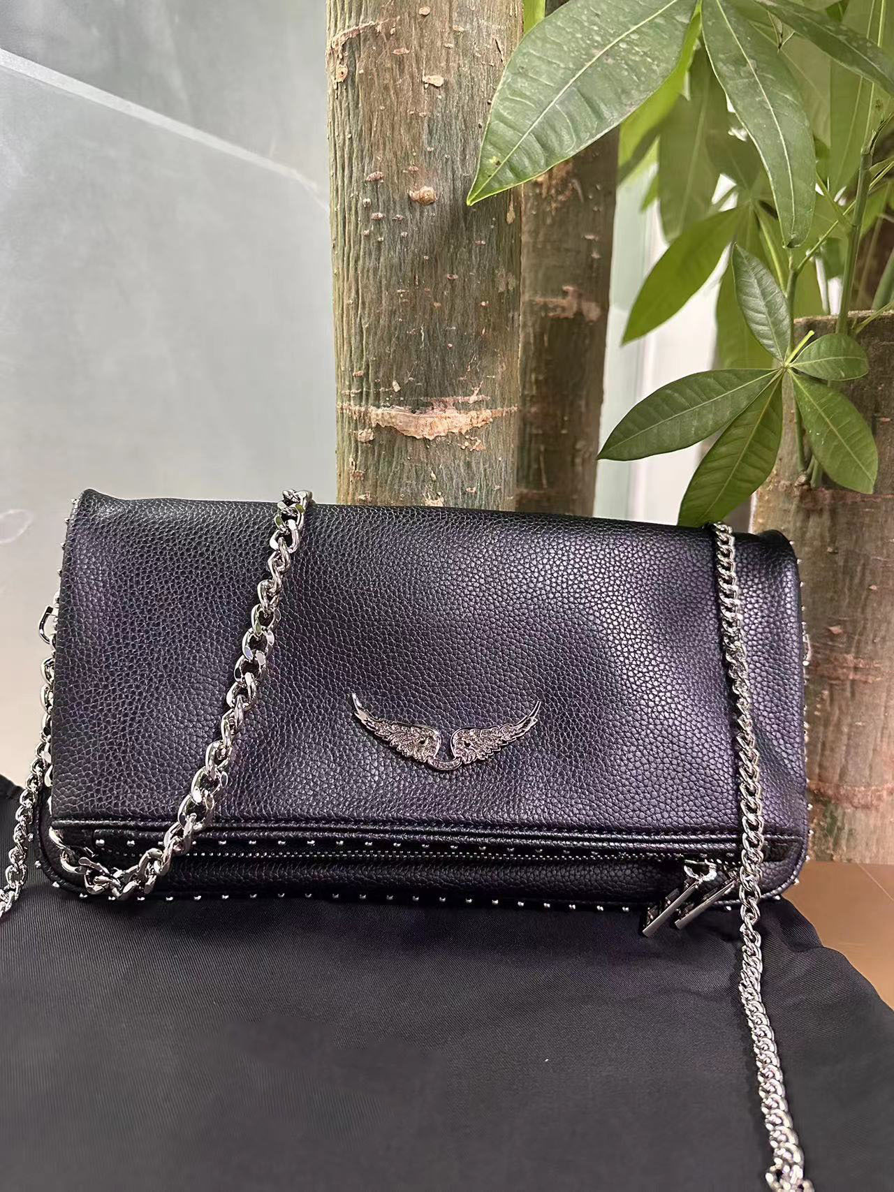 Zv Alas de Oro bolso de las mujeres cadena hombro mensajero bolsa de embrague sobre bolsa de piel de oveja de alta calidad estilo bordado