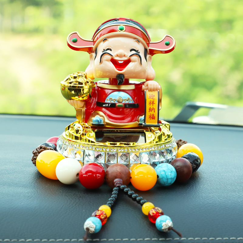 Solar Head Shaking God of Wealth Ornaments Car Creative Head Shaking God of Wealth Solar Five-Way God of Wealth Ornaments Car Ornaments