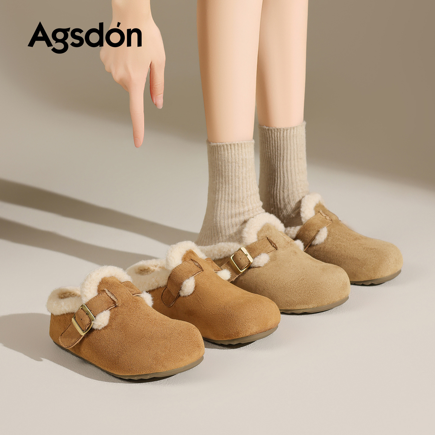 2026 nuevo estilo de primavera con suela gruesa de un pie con una cabeza de bolsillo medio trapeador zapatillas de algodón grueso