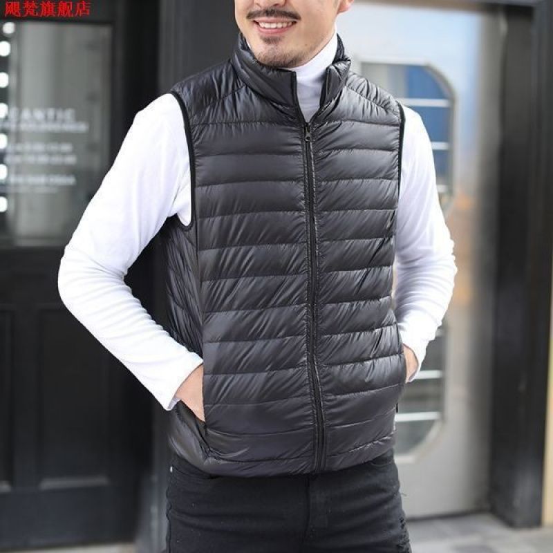 가을과 겨울 새로운 빛과 얇은 다운 조끼 남자 울트라 라이트 다운 조끼 플러스 사이즈 다운 재킷 커플 스타일
