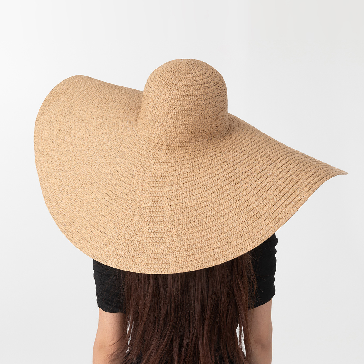 Cappello di paglia donna a tesa larga pieghevole per spiaggia_voghion.com