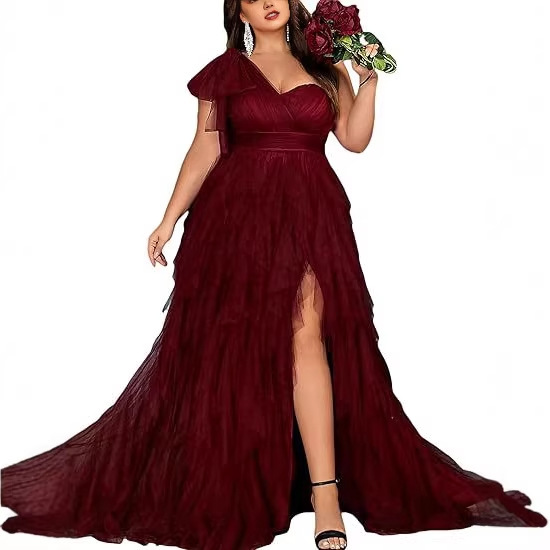 Women's Plus-Size Wedding Guest Long Dress, One-Shoulder Elegant Evening Cocktail Party Bridesmaid Ball Gown Women's Plus-Size Wedding Guest Long Dress, One-Shoulder Elegant Evening Cocktail Party Bridesmaid Ball Gown