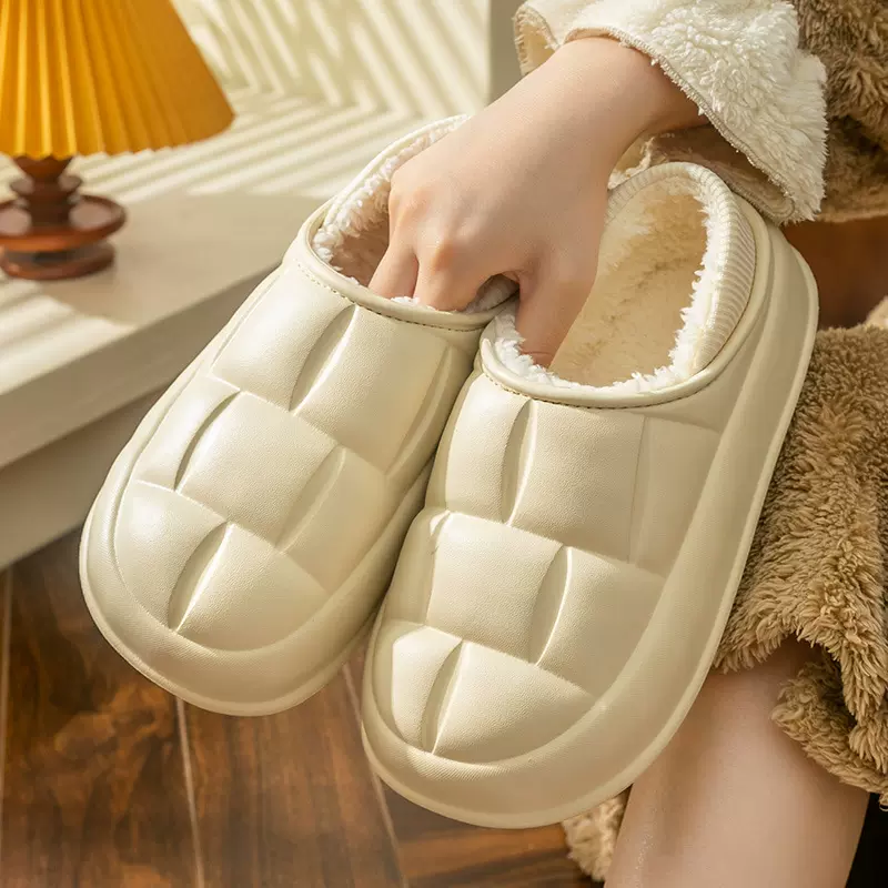 秋冬天防水棉拖鞋女包跟家居拖鞋家用棉室内月子鞋毛绒防滑情侣鞋