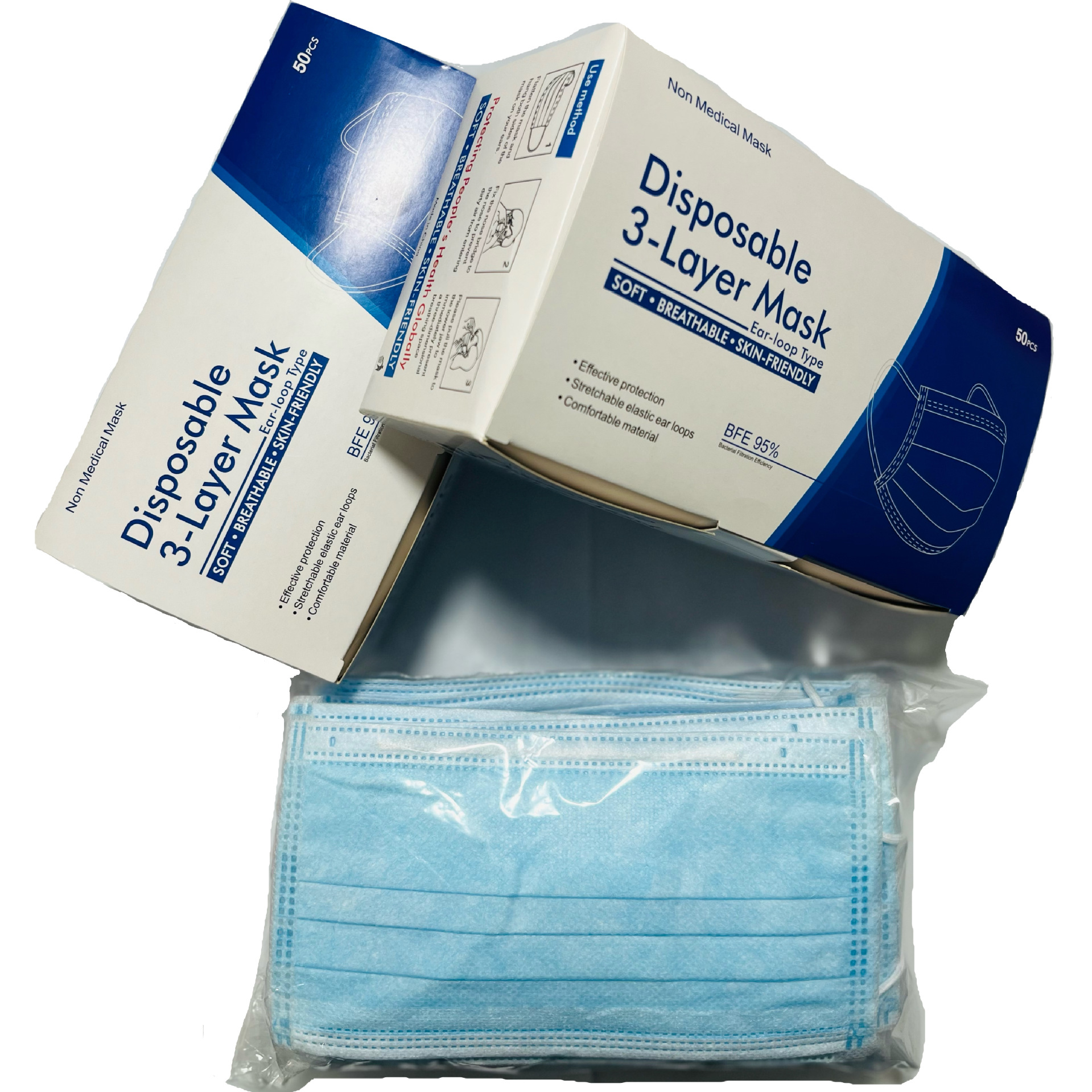 Máscara desechable para adultos máscara de tela soplada por fusión desechable de tres capas a prueba de polvo máscara protectora de tres capas al por mayor