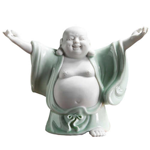Creative Chinese style Zen character Buddha statue living room entrance office decoration ceramic monk Maitreya Buddha ornaments