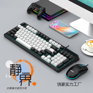 Gw980 Mechanical Feel Gaming Keyboard and Mouse Set Laptop Office Keyboard and Mouse Wired