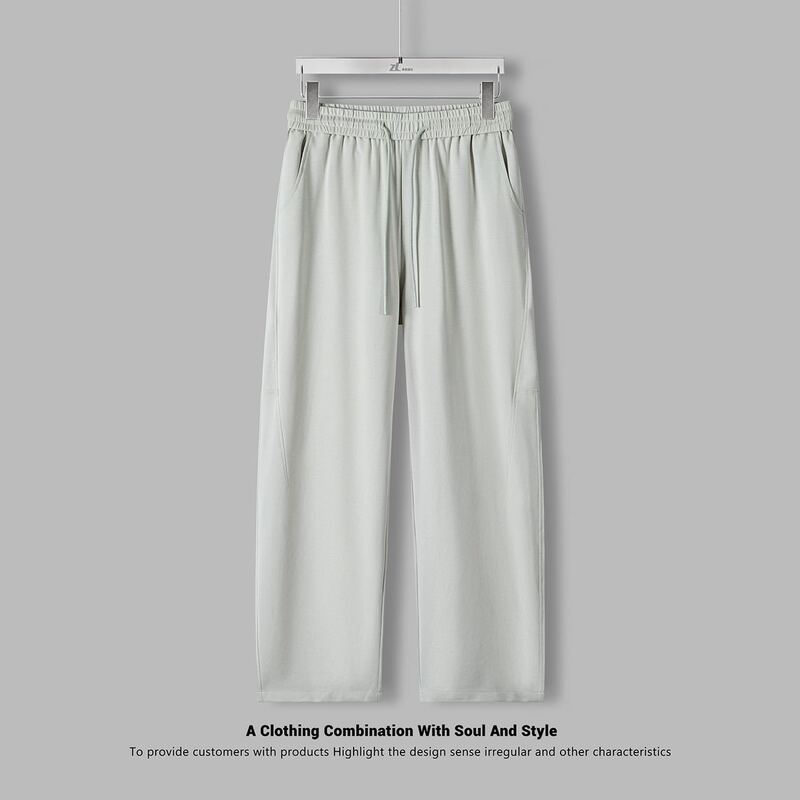 Spring Men's Curved Hem Pants with Q-Elastic Air Layer, Elastic Waist, Comfortable, Breathable, Loose Wide-Leg Sports Casual Pants, 280 Grams Spring Men's Curved Hem Pants with Q-Elastic Air Layer, Elastic Waist, Comfortable, Breathable, Loose Wide-Leg Sports Casual Pants, 280 Grams