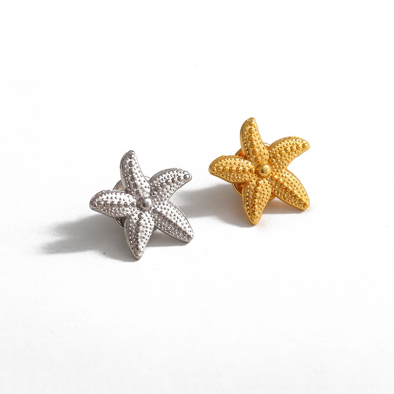 Broche étoile de mer dorée accessoire décoratif pour sac et chapeau_voghion.com