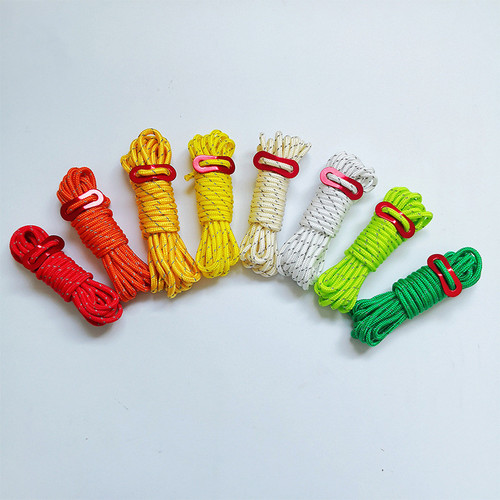 Outdoor camping 4-meter windproof rope adjustment rope PP polypropylene rope 4mm reflective rope tent rope canopy rope camp rope