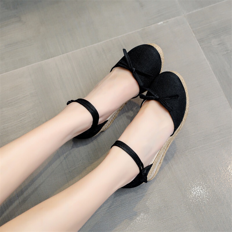 2026 New Korean Style Women's Sandals, Wedge Casual Sandals, Comfortable Foreign Trade Sandals, Pointed Toe Buckle Linen Women's Sandals 2026 New Korean Style Women's Sandals, Wedge Casual Sandals, Comfortable Foreign Trade Sandals, Pointed Toe Buckle Linen Women's Sandals