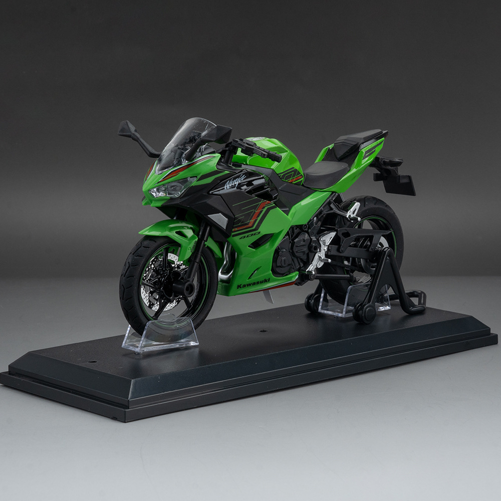 Huayi simulación de aleación modelo de coche 1 a 12 kawasaki 400 motocicleta con sonido y luz modelo de coche de juguete para niños adornos