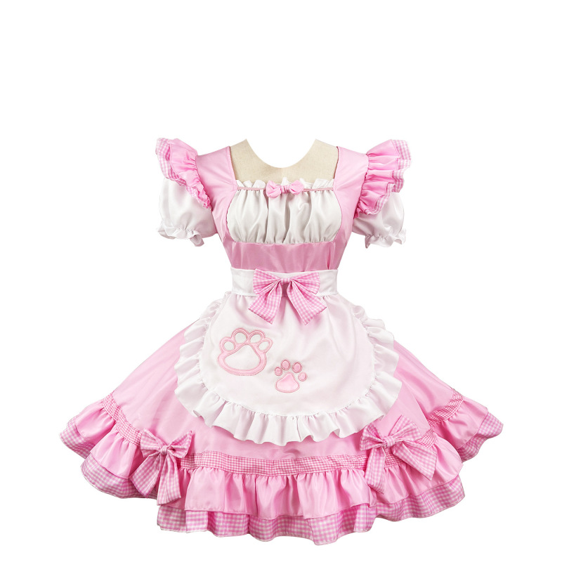 新しい猫娘のメイド服のコスプレの大きいサイズの女装の日本のかわいいメイドの白黒の経典のメイド|undefined