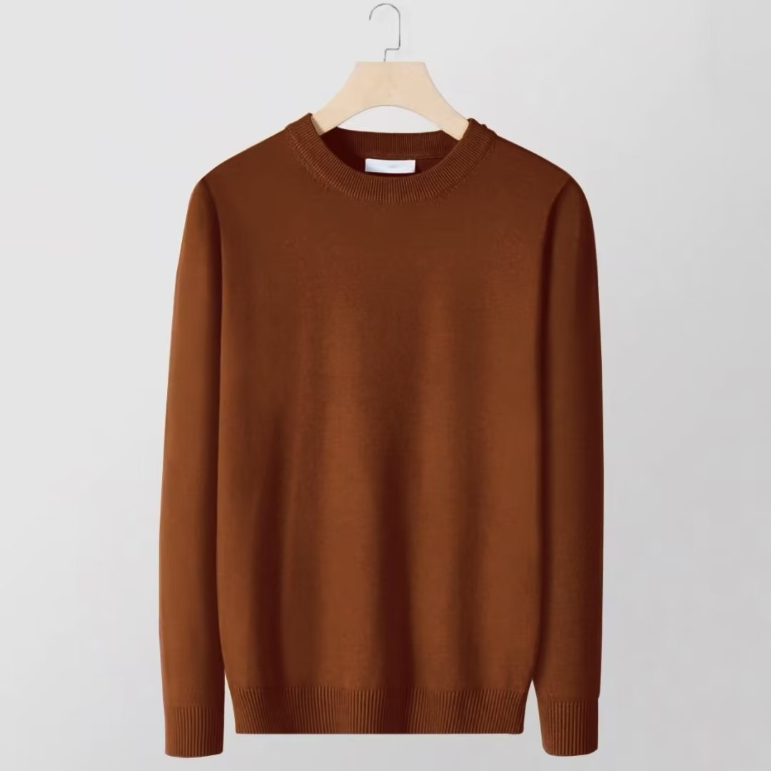 Hombres camisetas delgadas de punto de invierno jóvenes hombres cuello redondo de color sólido casual hoodie de manga larga suéter hombre transfronterizo mayorista