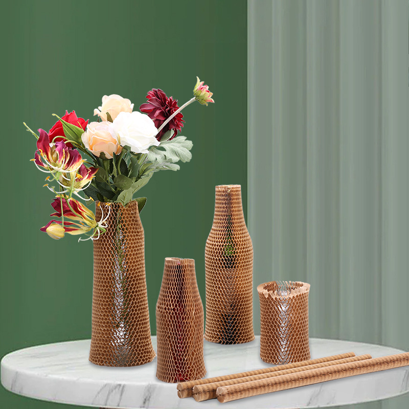 Botella frágil de papel de relleno de amortiguación de vino tinto con cubierta de panal personalizada con cubierta protectora de botella de vidrio de amortiguación degradable