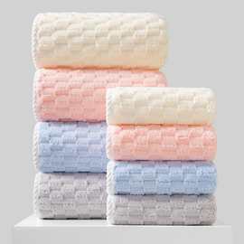 云朵格珊瑚绒毛巾成人儿童家用面巾吸水浴巾厂家批发加厚包边简约