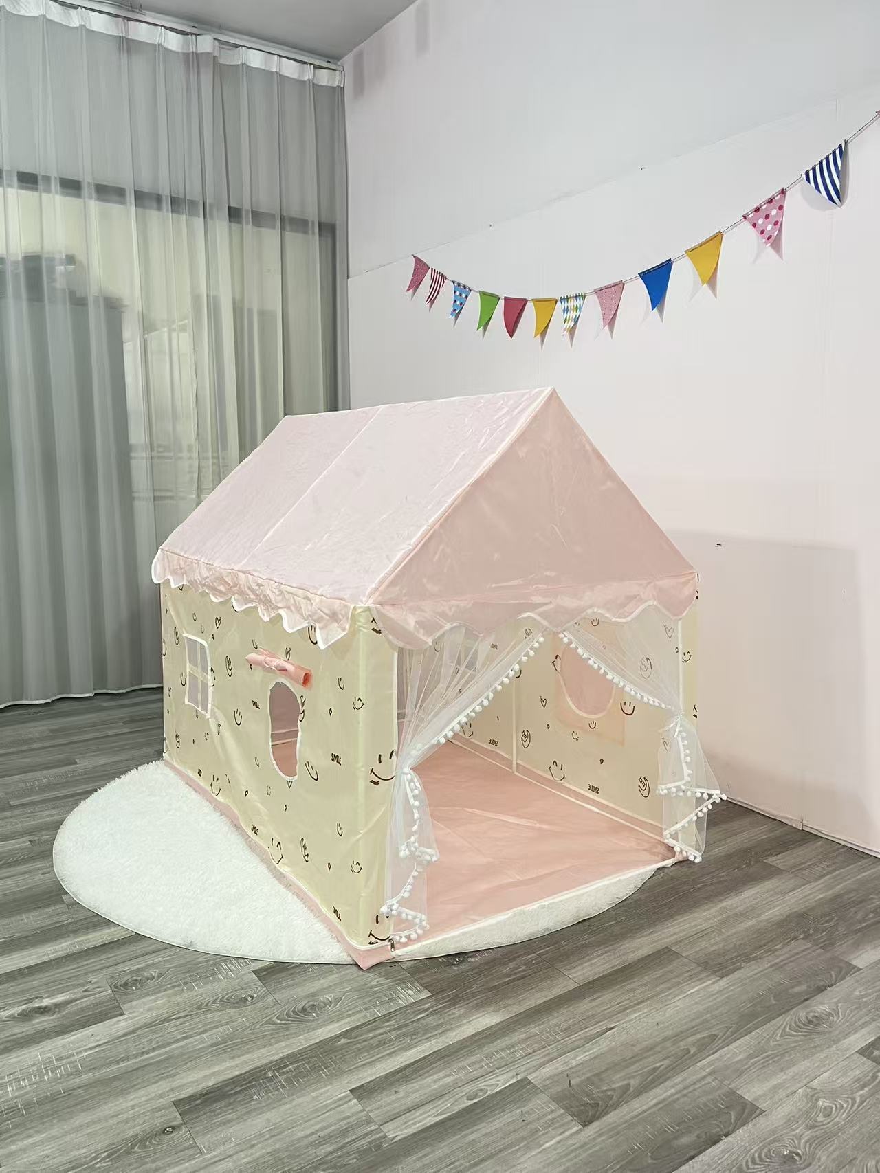 Carpa interior para niños extensión al por mayor sonriente princesa castillo casa de juguetes para bebés juegos de cama base secreta