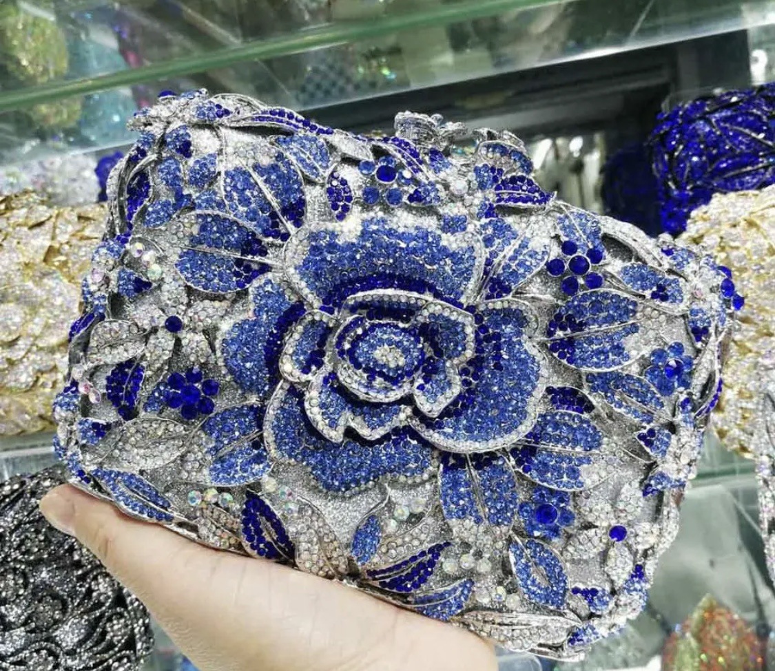 Selección estricta de diamantes transfronterizos bolsas de cena rosa pastel hueco bolsas de mujer bolsas de diamantes llenas bolsas de mano bolsas de vestido