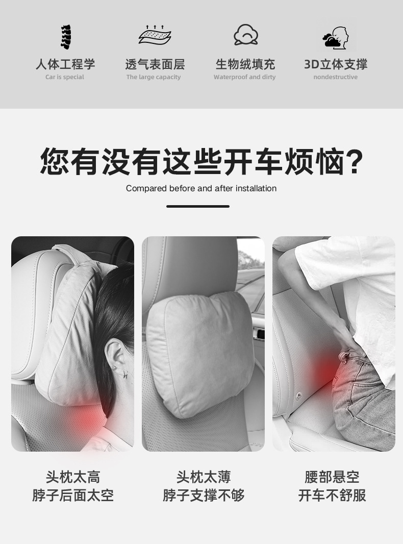 Suitable for Xiaopeng Motors Headrest, Neck Pillow, Neck Support Pillow, Lumbar Support Cushion, Car Pillow, Interior Accessories, Automotive Supplies