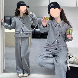 1607#女童春秋套装2025新款儿童洋气时髦款中大童女孩休闲两件套