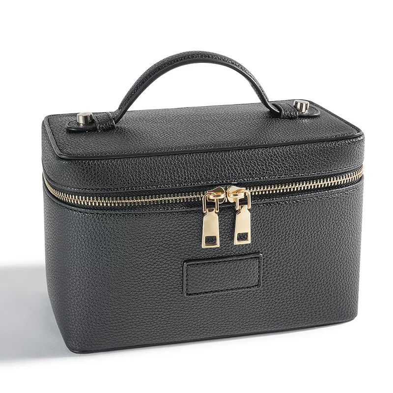 Ручная вместительная косметичка из искусственного кожзама черный organizer bag 2025 год