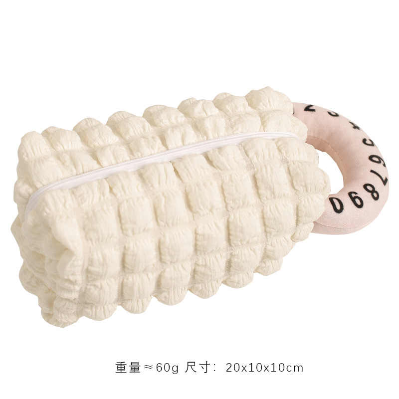 Цифровая сумка для хранения из ткани с розовой ручкой и жемчужно-белым пузырьком