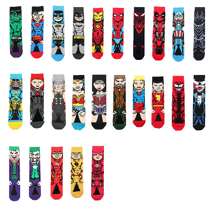 Movie and Anime Hulk, Captain America, Spider-Man, Joker Casual Couple Mid-Calf Socks, Trendy Socks for Men and Women, Long Socks Movie and Anime Hulk, Captain America, Spider-Man, Joker Casual Couple Mid-Calf Socks, Trendy Socks for Men and Women, Long Socks