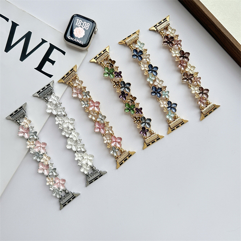Flower Metal Elastic Strap Suitable for Apple Watch Wristband Iwatch56789Se Smart Watch Strap Flower Metal Elastic Strap Suitable for Apple Watch Wristband Iwatch56789Se Smart Watch Strap