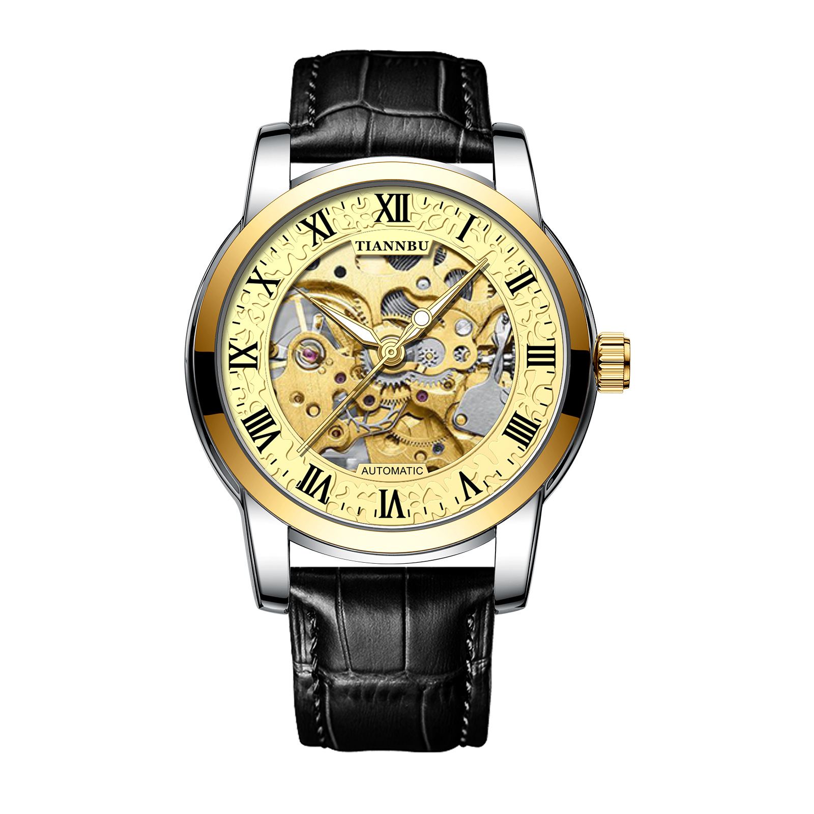 Men's gold gold face black belt