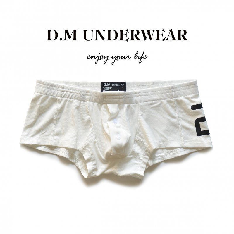 D.M男の下着のセクシーな純色のモーダル人の綿の平角の四角のズボンのボタンの激凸の袋のアルファベットの20ねじ