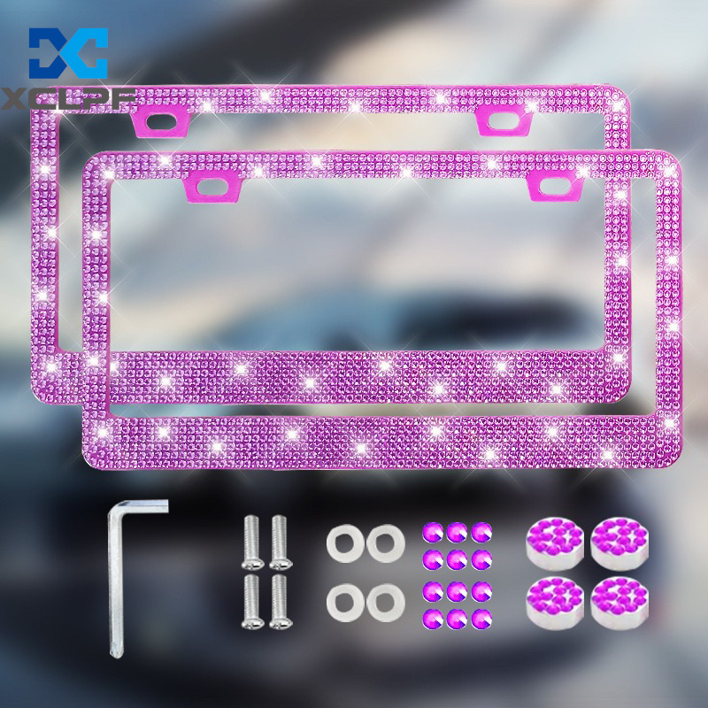 American, Canadian and Mexican Universal Diamond License Plate Frames, Three Styles of Plastic Acrylic Diamond License Plate Frames