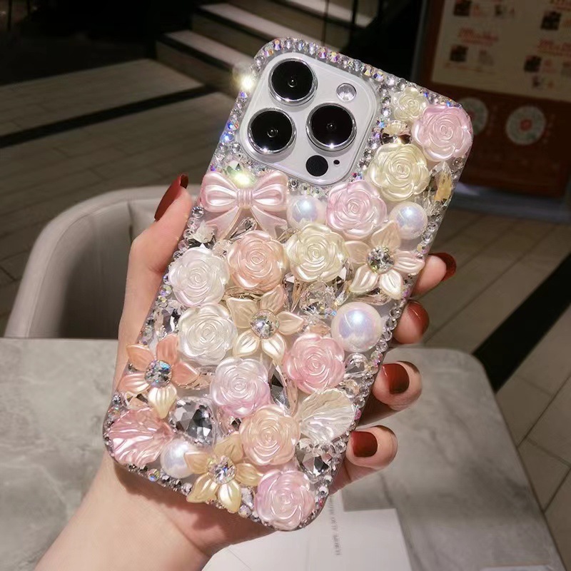 Color Resina Floral Teléfono Protector para Samsung S23 S24 Diamond de lujo Samsung S25 / S26