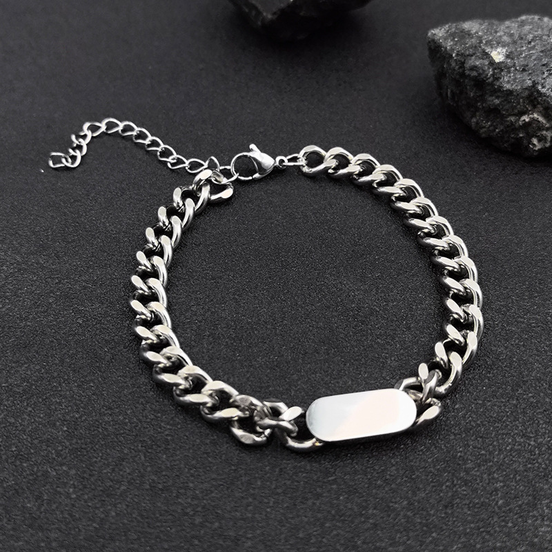 Geometric necklace and bracelet hip-hop style stainless steel for…