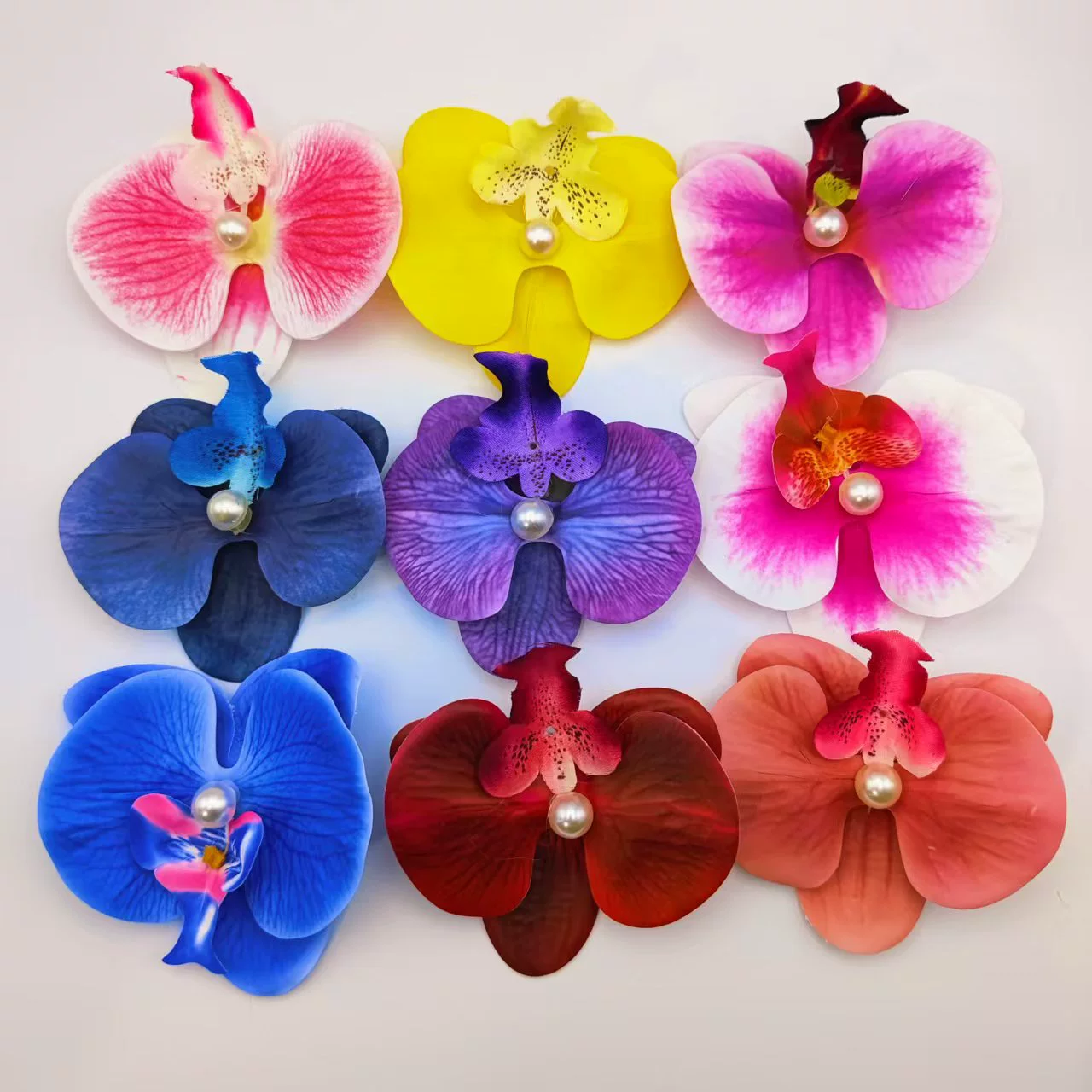 Заколка для волос Phalaenopsis орхидея, боковая короносная заколка с жемчужиной в центре, многоцветная флористическая аксессуар