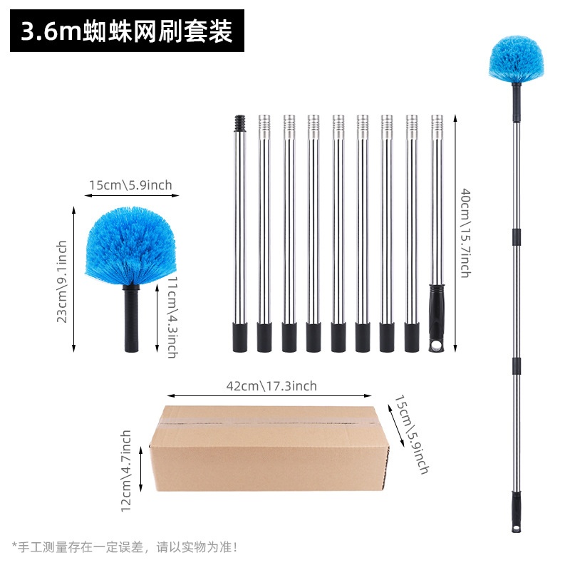Polvo transfronterizo raspador techo limpio techo barra larga escoba doméstica cepillo de esquina de cabeza de cepillo de altura