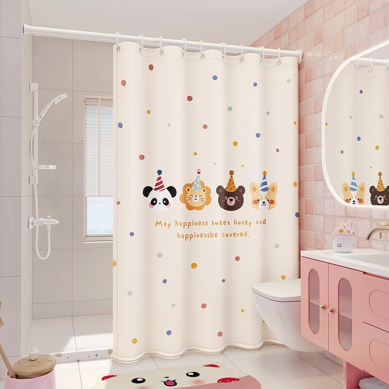 Bathroom Shower Curtain Thickened High-end Waterproof Cloth Bathroom Bath Partition Curtain suit Non-punching Bathroom Door Curtain