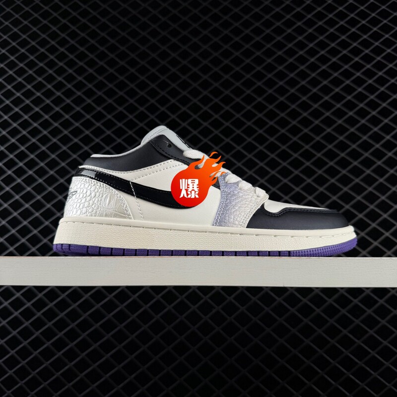 Air Aj1 Jordan 1 Low Punk Purple White Black Purple Unisex Snake Pattern Casual Sports Basketball Sneakers Air Aj1 Jordan 1 Low Punk Purple White Black Purple Unisex Snake Pattern Casual Sports Basketball Sneakers