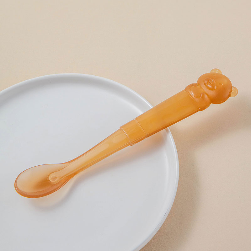 New Style Bear-Shaped Silicone Spoon with Soft Head, Cartoon Feeding Spoon for Newborns, Soft Spoon for Infants and Children