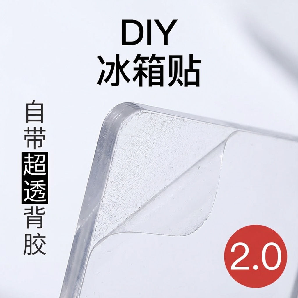 Acrylic adhesive transparent square fridge magnet