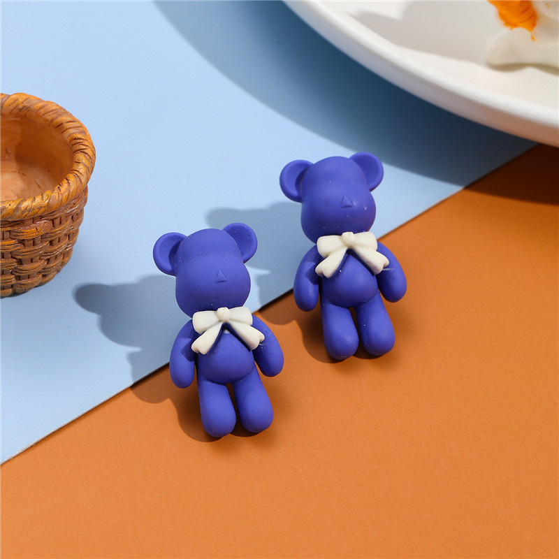 Cartoon Style Bear Resin Bowknot Kidu0027S Ear Studs 1 Pair