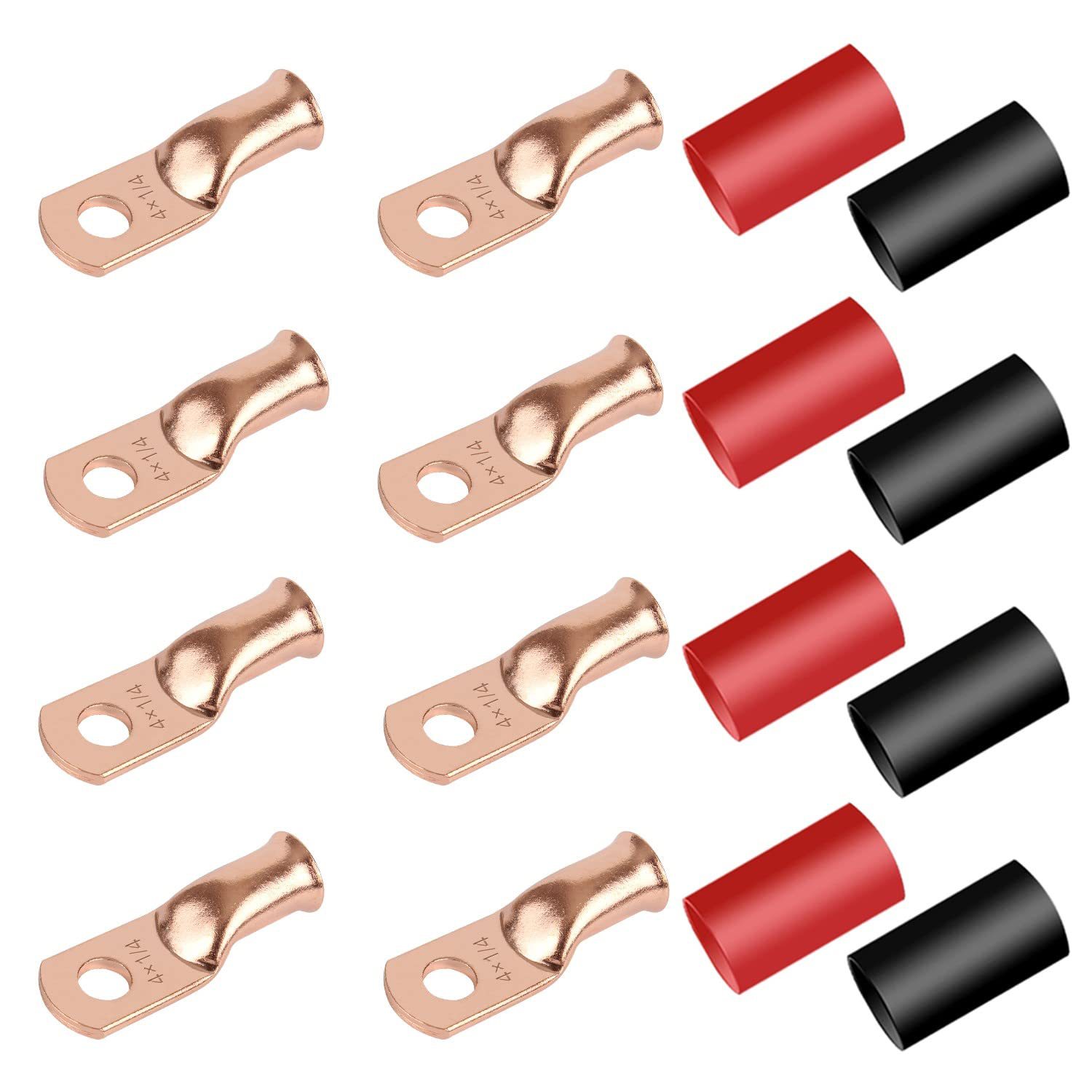 RIOCAN 8pcs 4 AWG-1\/4\u201D(M6) Ring Terminals Battery Lugs